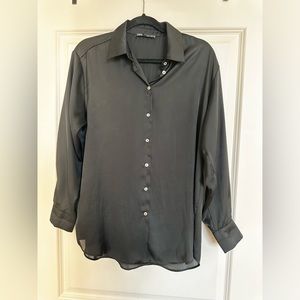 Zara - Black Satin Button Down